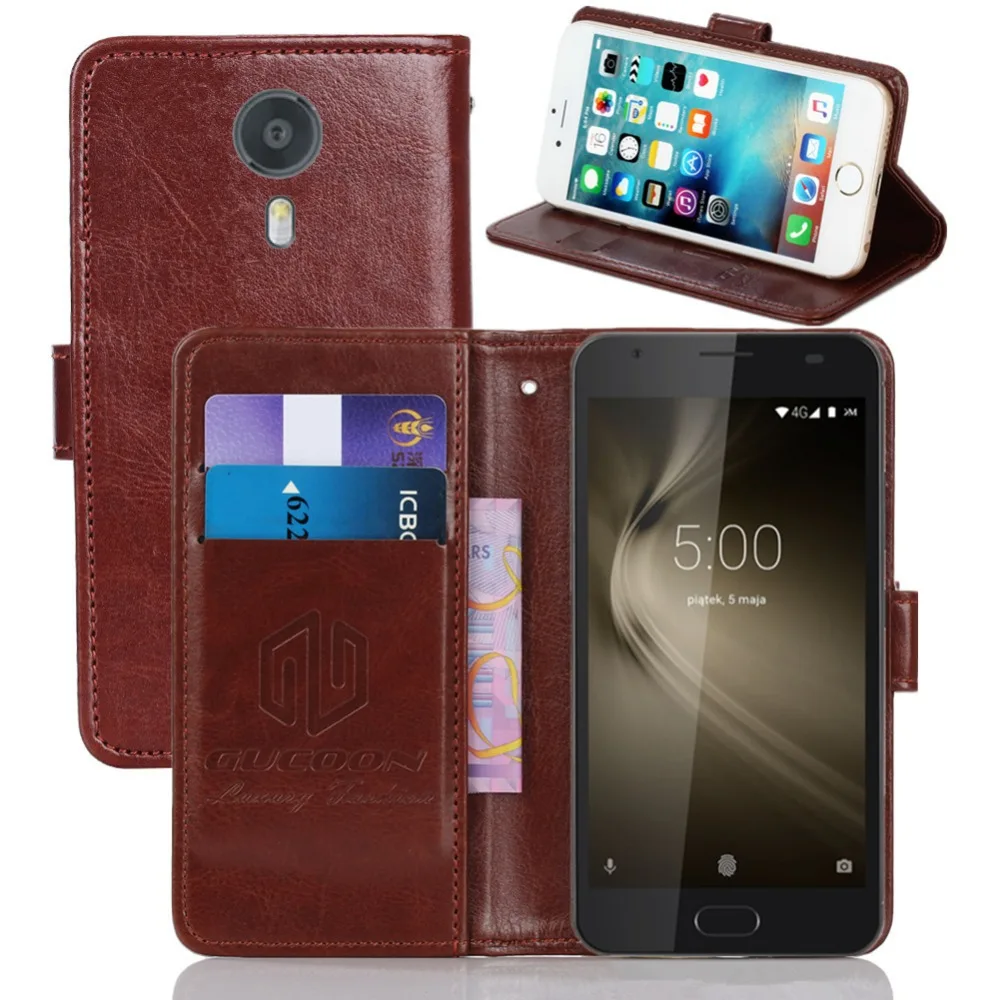 

GUCOON Vintage Wallet Case for Kruger&Matz Live 5+ KM0448 PU Leather Retro Flip Cover Magnetic Fashion Cases Kickstand Strap
