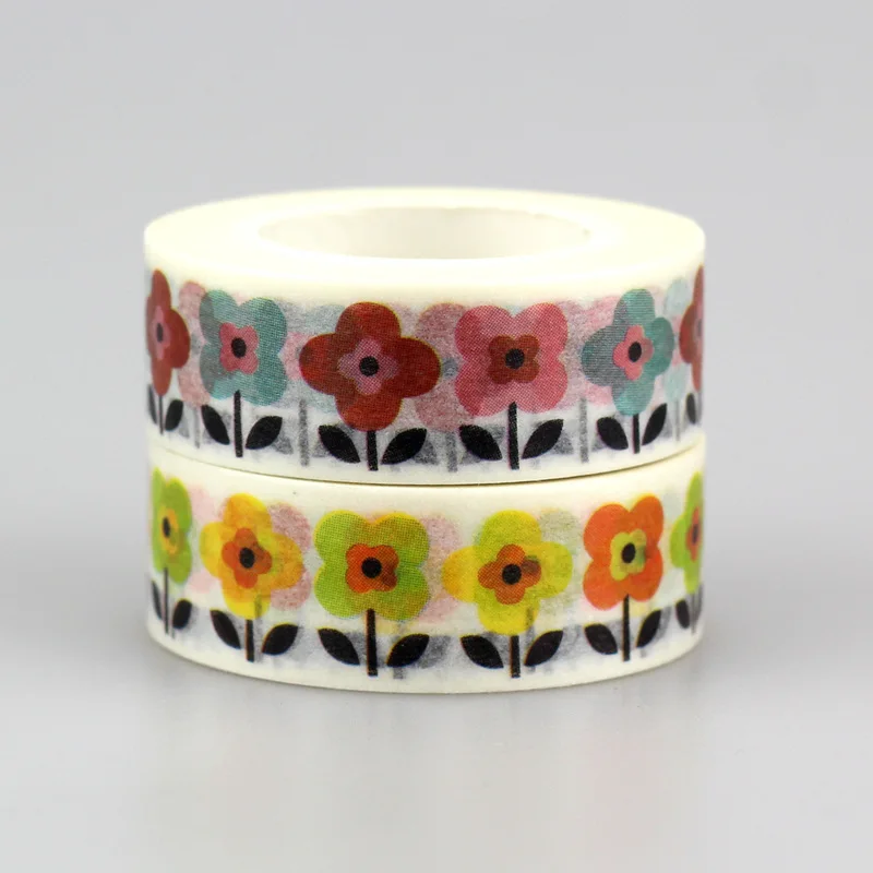 2 PCS Size 15 mm*10m DIY Orange and red flower japanese paper washi