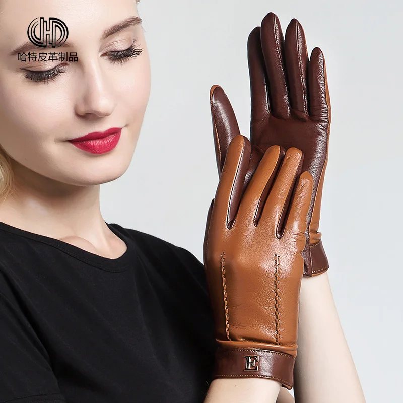 Женские зимние перчатки из натуральной кожи с бархатной подкладкой|sheepskin gloves|genuine