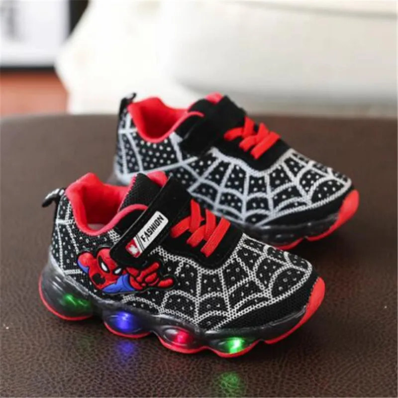 

LED cartoon cute baby casual shoes Cute boys girls shoes Superman unisex infant tennis high quality baby sneakers footwear 21-30
