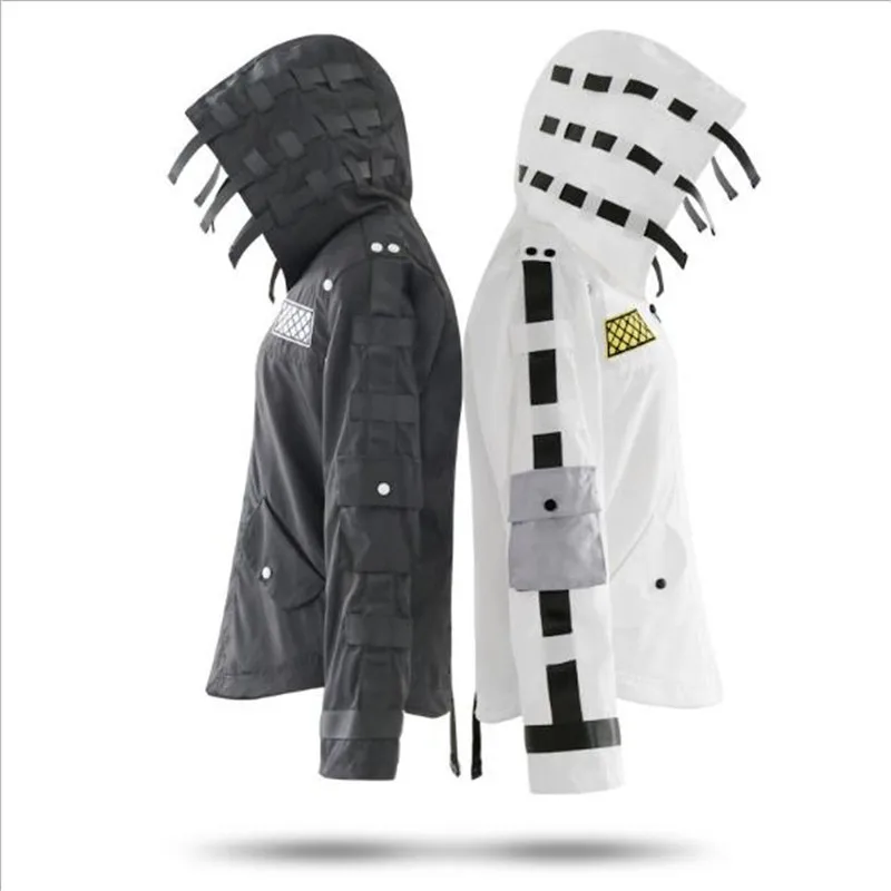  BOOCRE Cosplay Game PUBG Costumes Jackets Hoodies Unisex Adult Clothing Black White