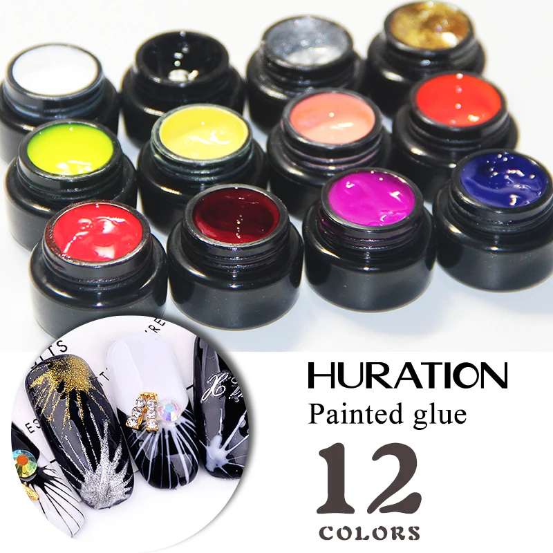 Huration New Gel Polish Soak Off Long Nail 3D Painted Glue Effect Manicure Drawing Art Builder Decoration Tool | Красота и здоровье