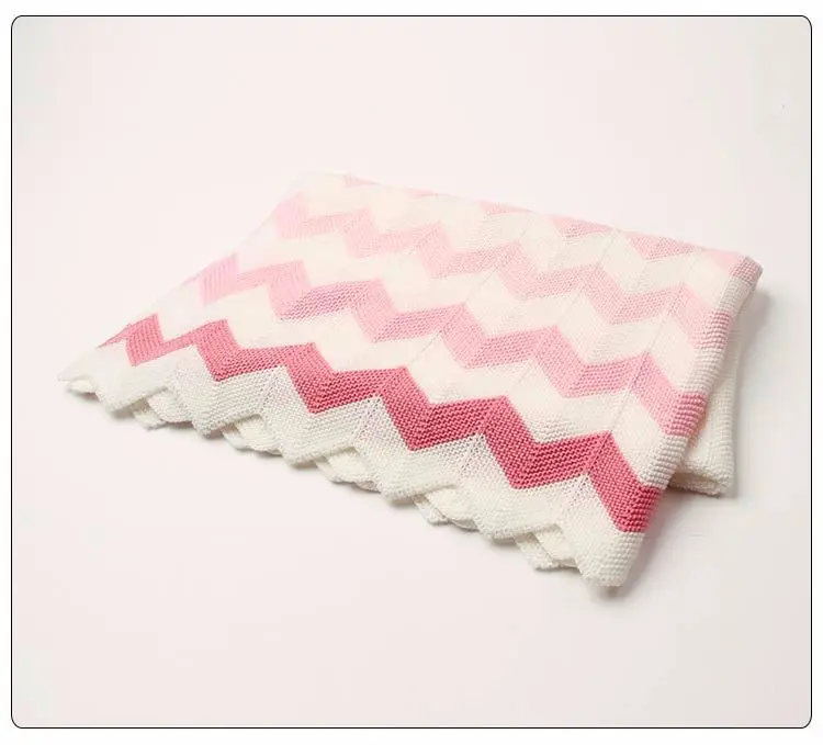 Одеяло для новорожденных мальчиков и девочек, вязаное Полосатое одеяло для коляски с шевроном, покрывало для сна, 102*76 см