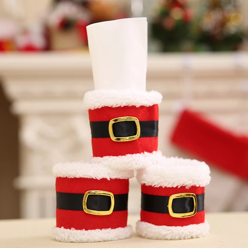 

Xmas Clothes Napkin Ring Santa Towel Holder Circles Dinner Ornaments Navidad Party Wine Table Noel Natal Christmas Decorations
