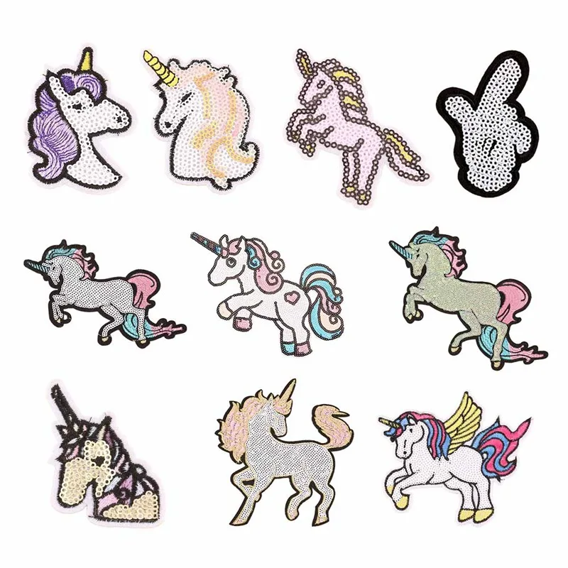 

1Pc Animal Unicorn Patch Embroidery Cloth Patch Horse Badge Unicorn Stickers Applique Accessories Iron On Patches Sequin Patches