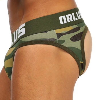 

2020 New Gay Men Underwear Jockstrap Sexy Tanga Hombre Thong Men String Homme Cueca Gay Camouflage Panties Lingerie OR142