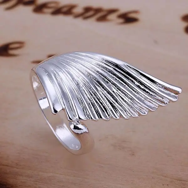 Тонкие крылья Ангела растягивающее кольцо с регулируемым размером женские блестящие украшения модные серебряные цветные широкие кольца для женщин Anel Bijoux KN-R122