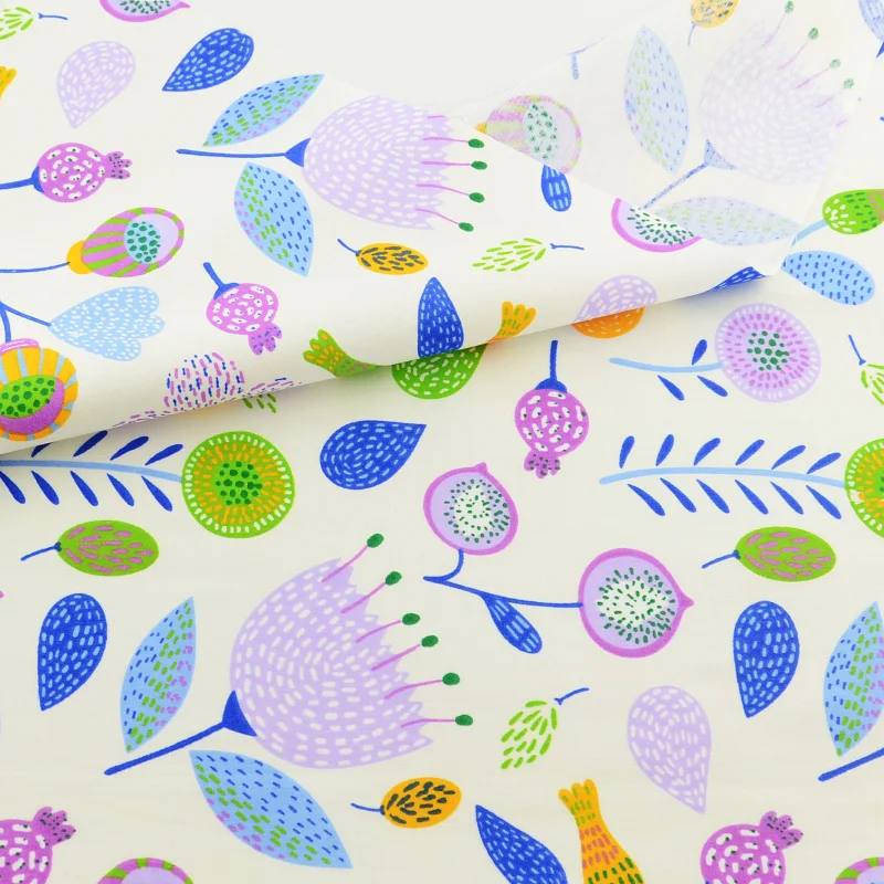 

Purple Cotton Fabric Floral Quilting Patchwork Fabrics Scrapbooking Home Textile Decoration Bedding Clothing Doll Sewing Cloth