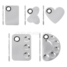 Окрашенная нержавеющая сталь поднос палитры смешивания стержень лопатки из нержавеющей стали для лака для ногтей, товары для рукоделия акварель, масло, живопись Палетка для смешивания красок для макияжа