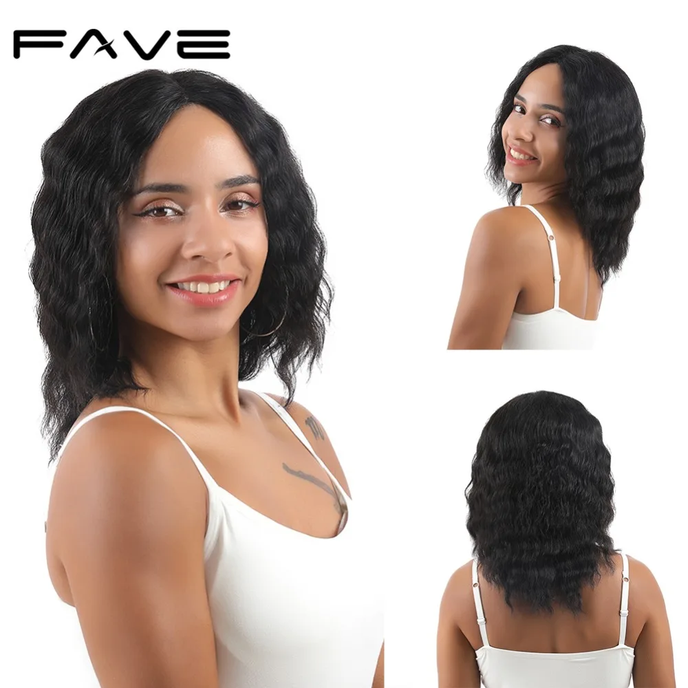 

Lace Front Loose Deep Wave Wigs Brazilian 100% Human Remy Hair Wigs 10 inches Free Shipping For Black/ White Women FAVE Hair