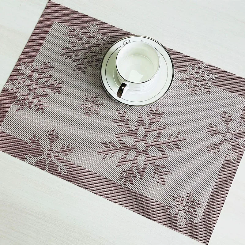  ONEUP 4pcs/lot Christmas Snowflake placemats Waterproof non-slip anti-scald table mat simple Europe