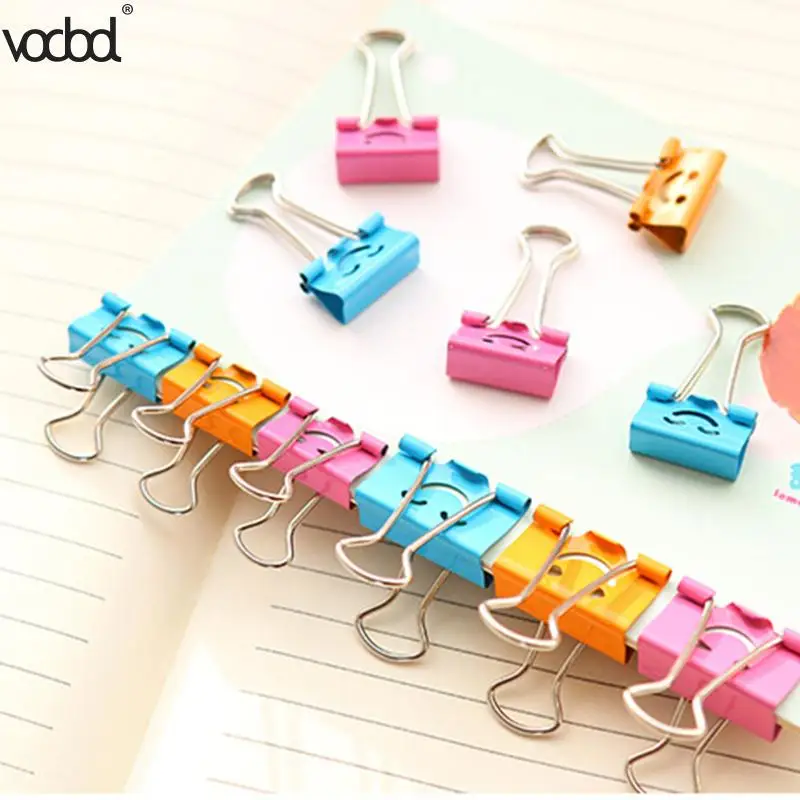 VODOOL 40pcs 19mm Common Smile Face Metal Binder Clips Paper Books File