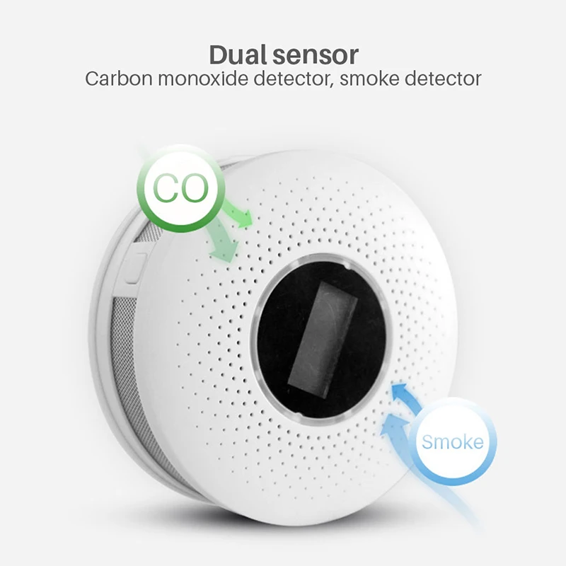 

2 in 1 LED Display Carbon Monoxide detector Smoke Combo Detector CO Alarm with LED Light Flashing Sound Warning for home safety