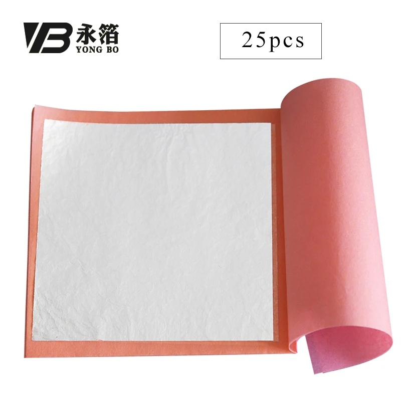 

8X8 cm 25 Pcs/Booklet 12K Platinum Gold Foil Leaf Sheets for Skin Care Facial Mask 50% Gold & 50% Silver, Free Shipping