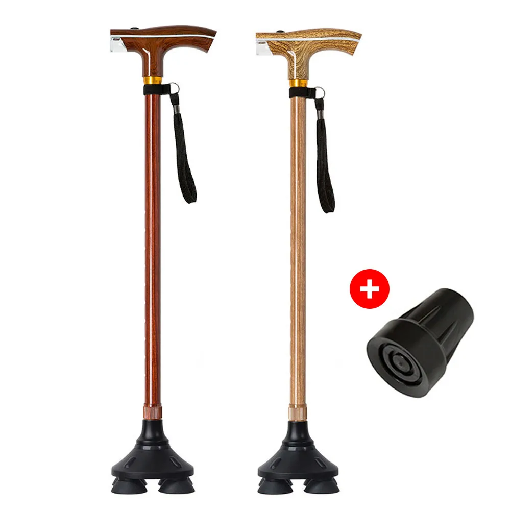 Seguro e Confiável Grão de Madeira de Alta Patas de Cana Retrátil ao ar t de Quatro Vara Livre Velho Luz Qualidade No slip Suprimentos Idosos 15 High Quality Esporte e Lazer