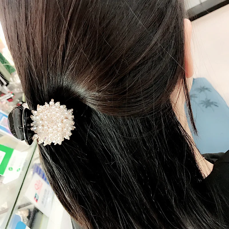 Корейский высокий качественный конский хвост зажим пластина головные уборы простые хрустальные бусины с имитацией жемчуга Волосы Когти для женщин и девушек аксессуары для волос
