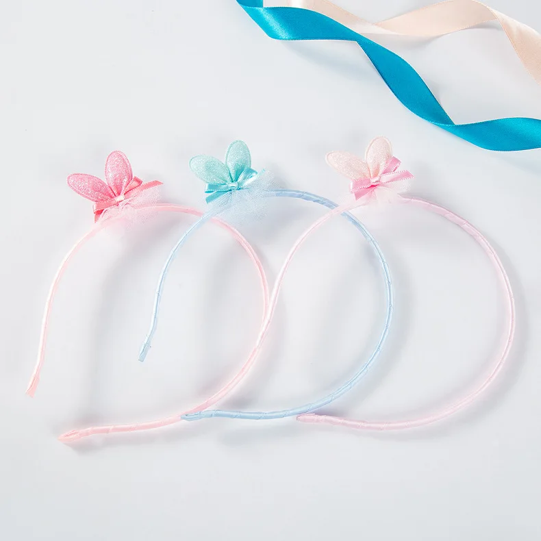 Бутик 15 шт. модные милые блестящие кроличьи уши Hairbands Kawaii Твердые уши животных бантом Жесткий держатели головных уборов аксессуары