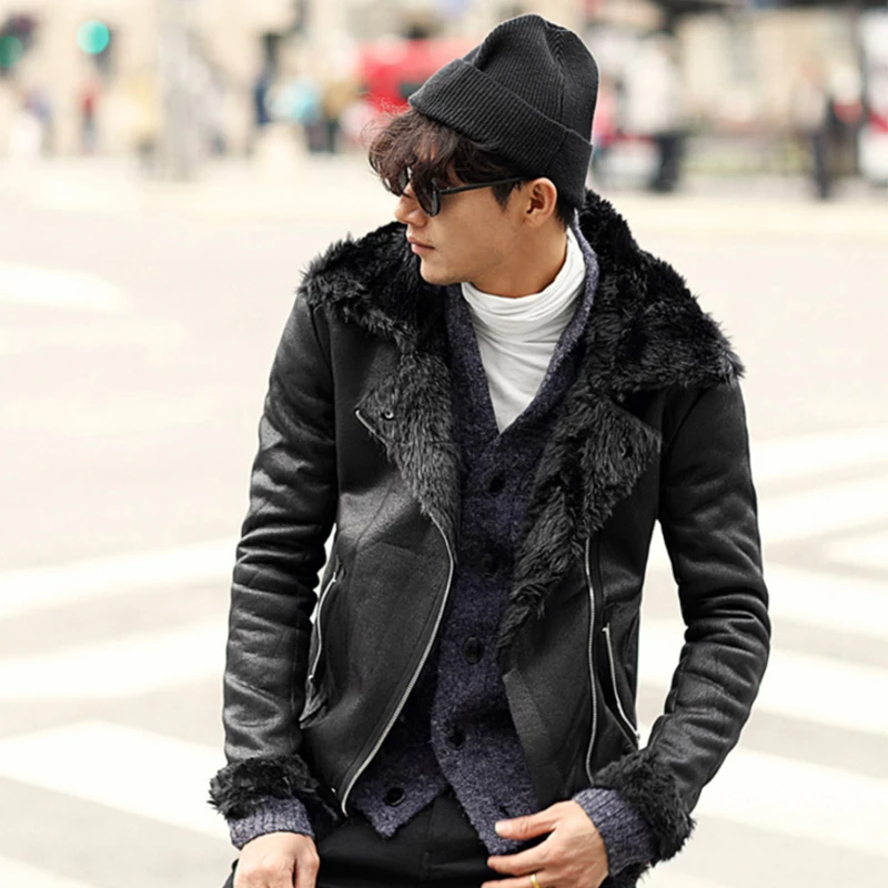 17新冬のウールの毛皮男性のオートバイのレザージャケット男性黒模造革の毛皮のコートメンズレザージャケット コート Leather Jacket Men Black Men Brand Leather Jacketmen Leather Jacket Aliexpress