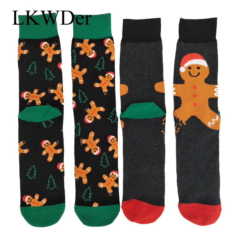 

2 Pairs Men Women Christmas Socks Cartoon Character Autumn Winter Cotton Sock Meias Christmas Gifts Hosiery Holiday Party Socks
