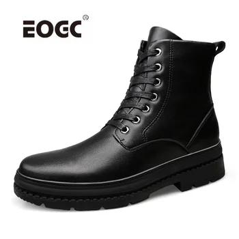 

Supper Warm Fur Men Boots Waterproof Genuine Leather Winter Shoes Outdoor Men Snow Boots Platform Shoes Men Dropshipping