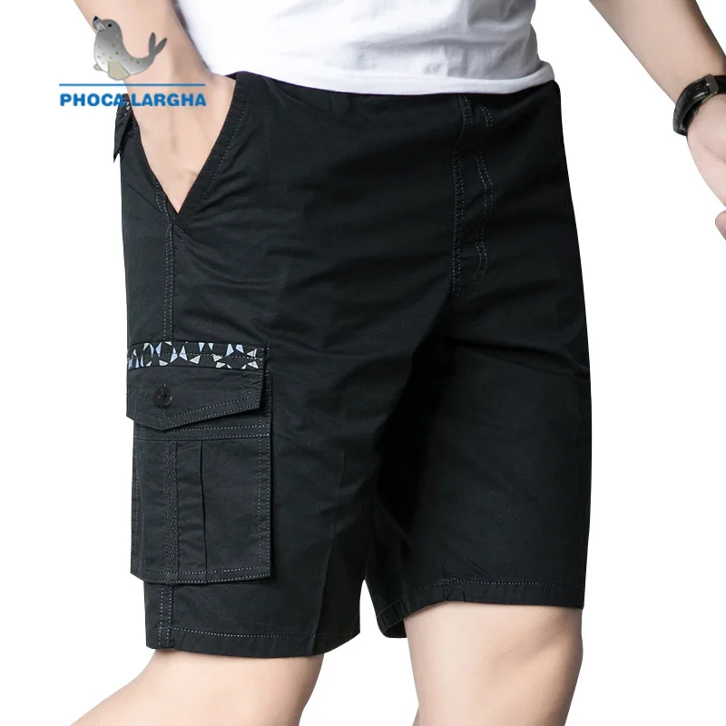 Новые летние мужские брюки-карго Шорты вышивка одноцветная Шорты мужской мульти-карман Свободный работы Повседневное Короткие штаны плюс Размеры 5XL