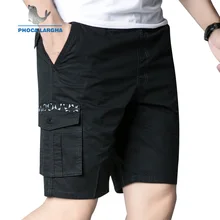 Новые летние мужские брюки-карго Шорты вышивка одноцветная Шорты мужской мульти-карман Свободный работы Повседневное Короткие штаны плюс Размеры 5XL