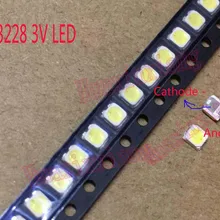 100 шт./лот SMD СВЕТОДИОДНЫЙ 3228 2828 3 в 1 Вт, холодный белый свет, для ТВ Подсветка