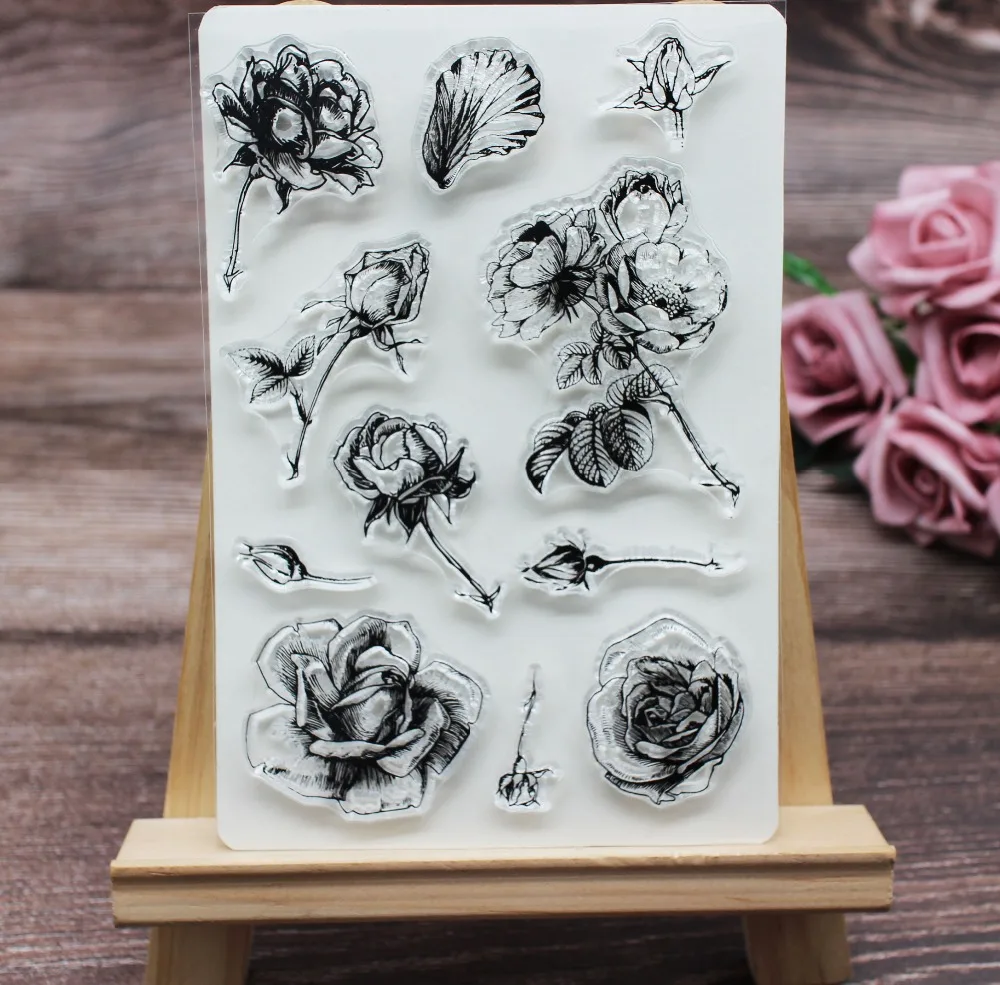 

Rose flower silicone/rubber Seal Transparent clear Stamp For Scrapbooking/Card Making/Kids Christmas Fun Decoration Supplies