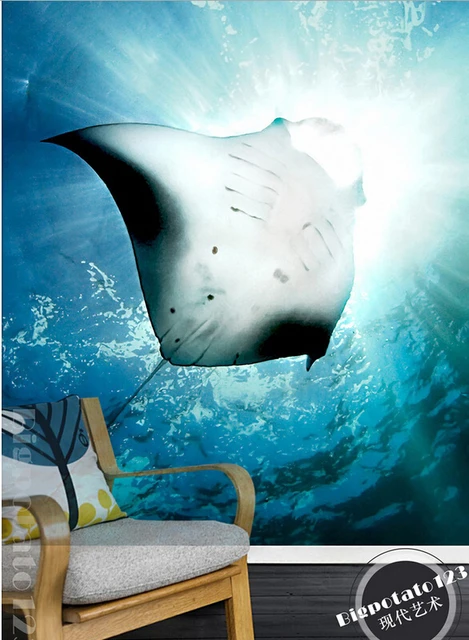 Custom 3D nature mural,beautiful and fresh blue sea bat fish ,living room  TV wall bedroom wallpaper. - AliExpress