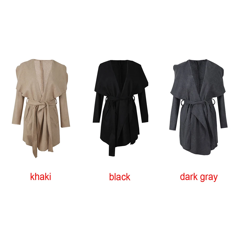 Winter Autumn Women s Long Warm Wool Coat Lapel Jacket Cardigan Overcoat Outwear