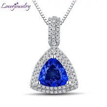 Для женщин кулон фантастические Винтаж трлн 8x8 мм 18Kt из белого золота с бриллиантами Подвеска из танзанита на продажу P00171B