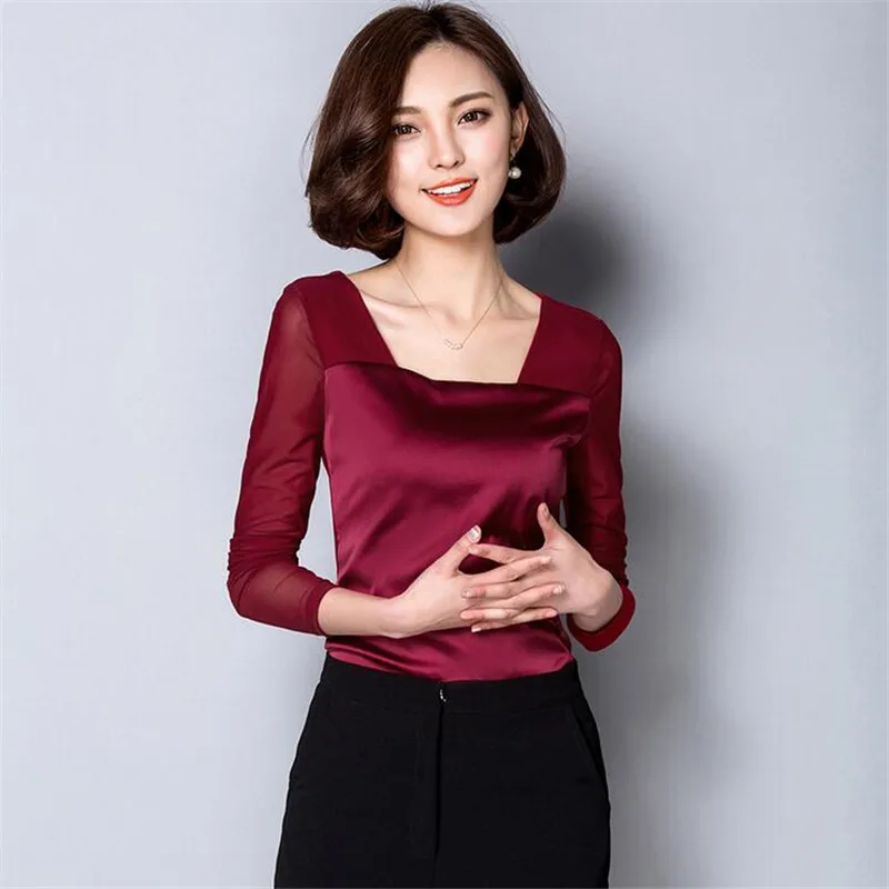 Plus Size M-XXXL 2017 Autumn Blending Silk Made Women T-shirt Top Tees Casual Women T shirt Summer Tshirt Tops For Women Plus Size M-XXXL 2017 Autumn Blending Silk Made Women T-shirt Top Tees Casual Women T shirt Summer Tshirt Tops For Women