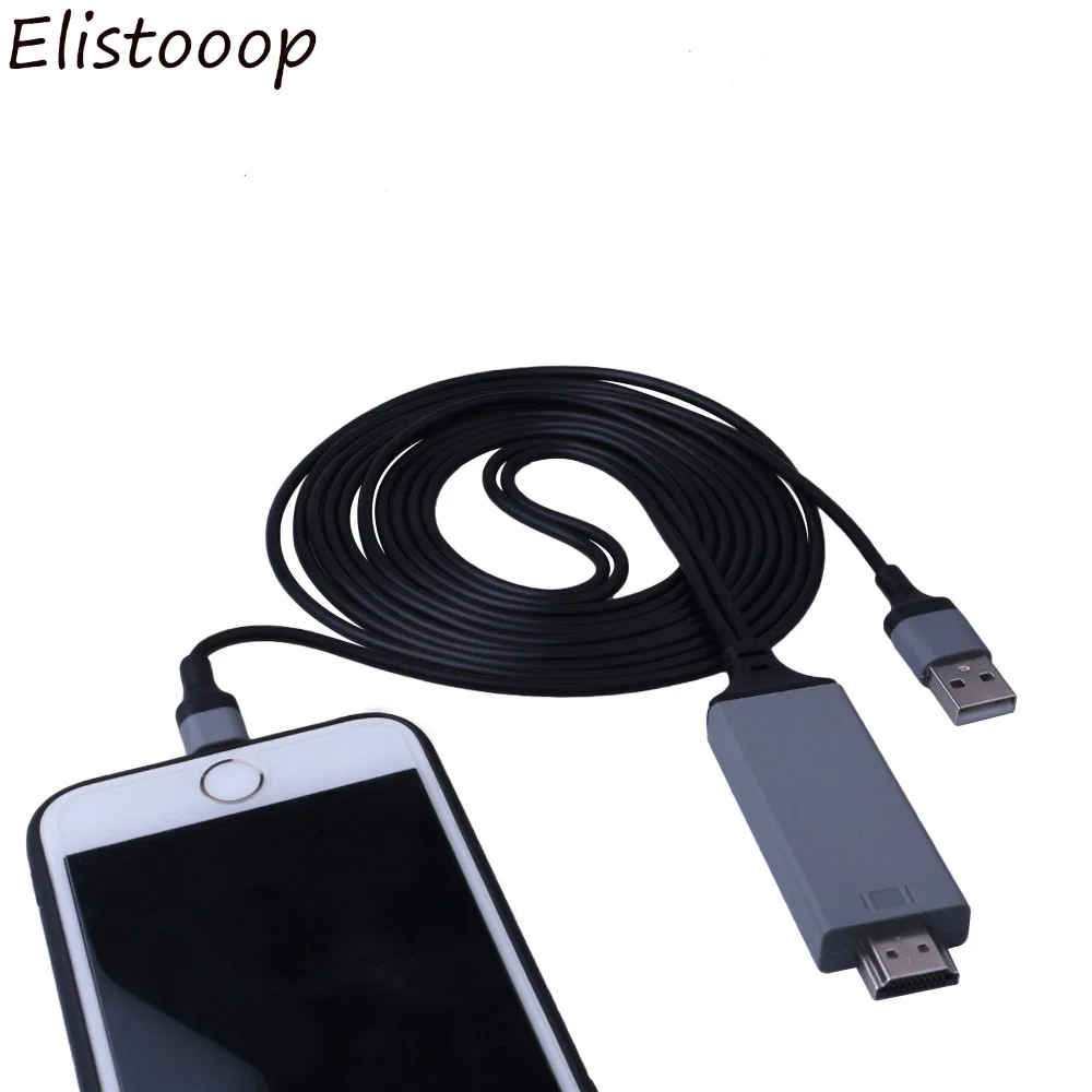 Кабель адаптер Elistooop для iPhone 5 5C 6 6S Plus 2 м USB 8 Pin HDMI HDTV AV|Кабели VGA| |
