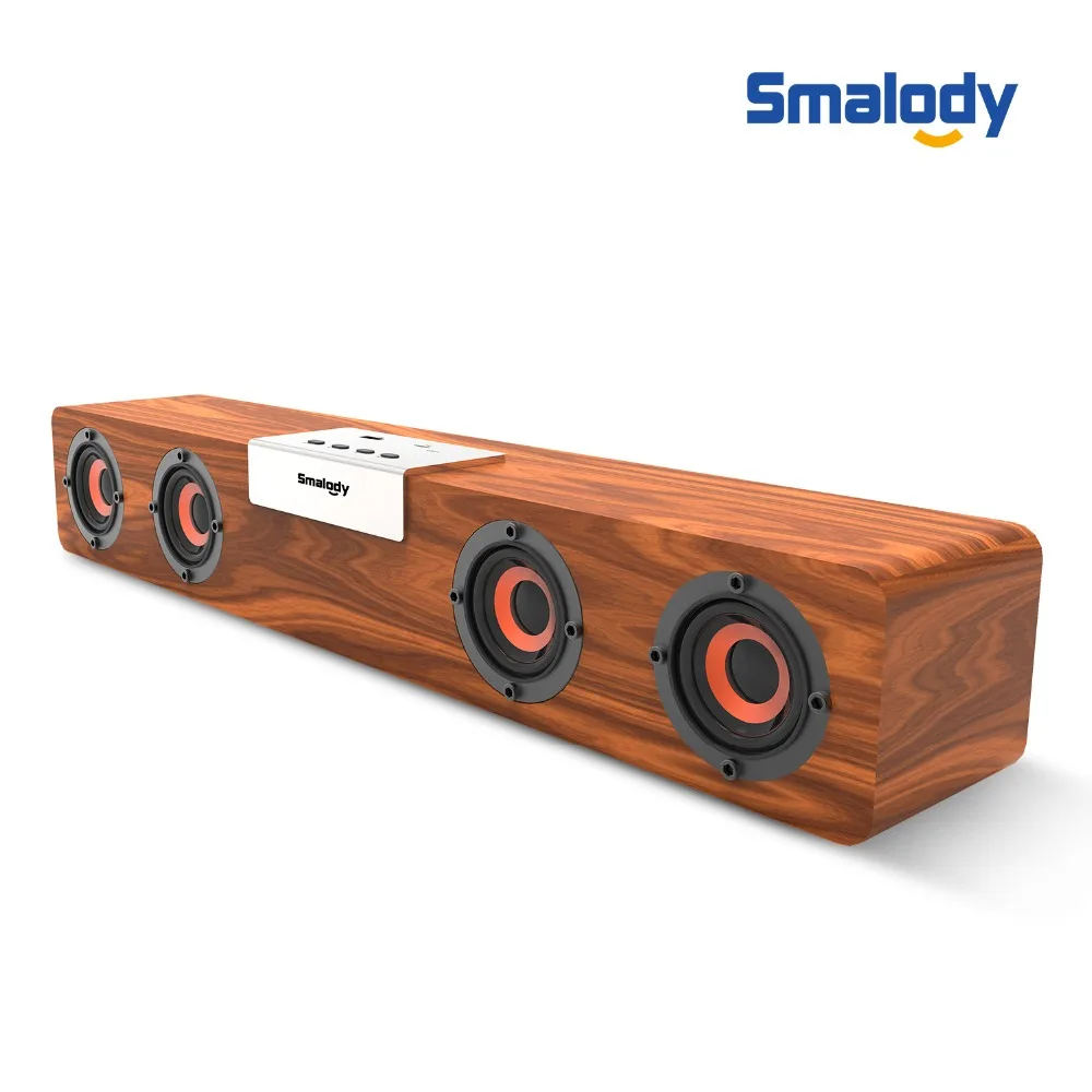Smalody 20 Вт Саундбар беспроводной Bluetooth v5.0 TWS мощный стерео Деревянный Динамик