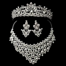 Стразы с украшением в виде кристаллов и короны, Свадебные торжества Праздничная мода серьги и ожерелье ювелирный набор 1 компл./лот