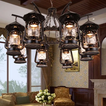 

Multiple Chandelier lantern American rural pastoral luxury atmosphere living room Jane European retro kerosene lamp chande ZX3