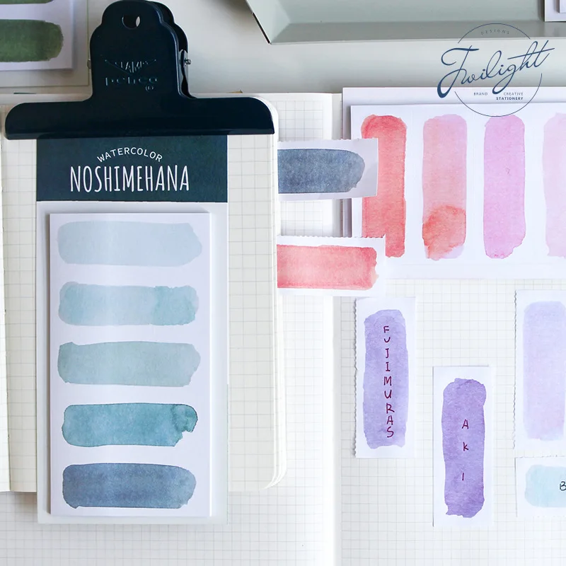 

JUKUAI 8 Pcs/Lot Watercolor Sticky Note Check List Schedule Planner Sticker Post Memo Pad Marker It Stationery Office Supplies