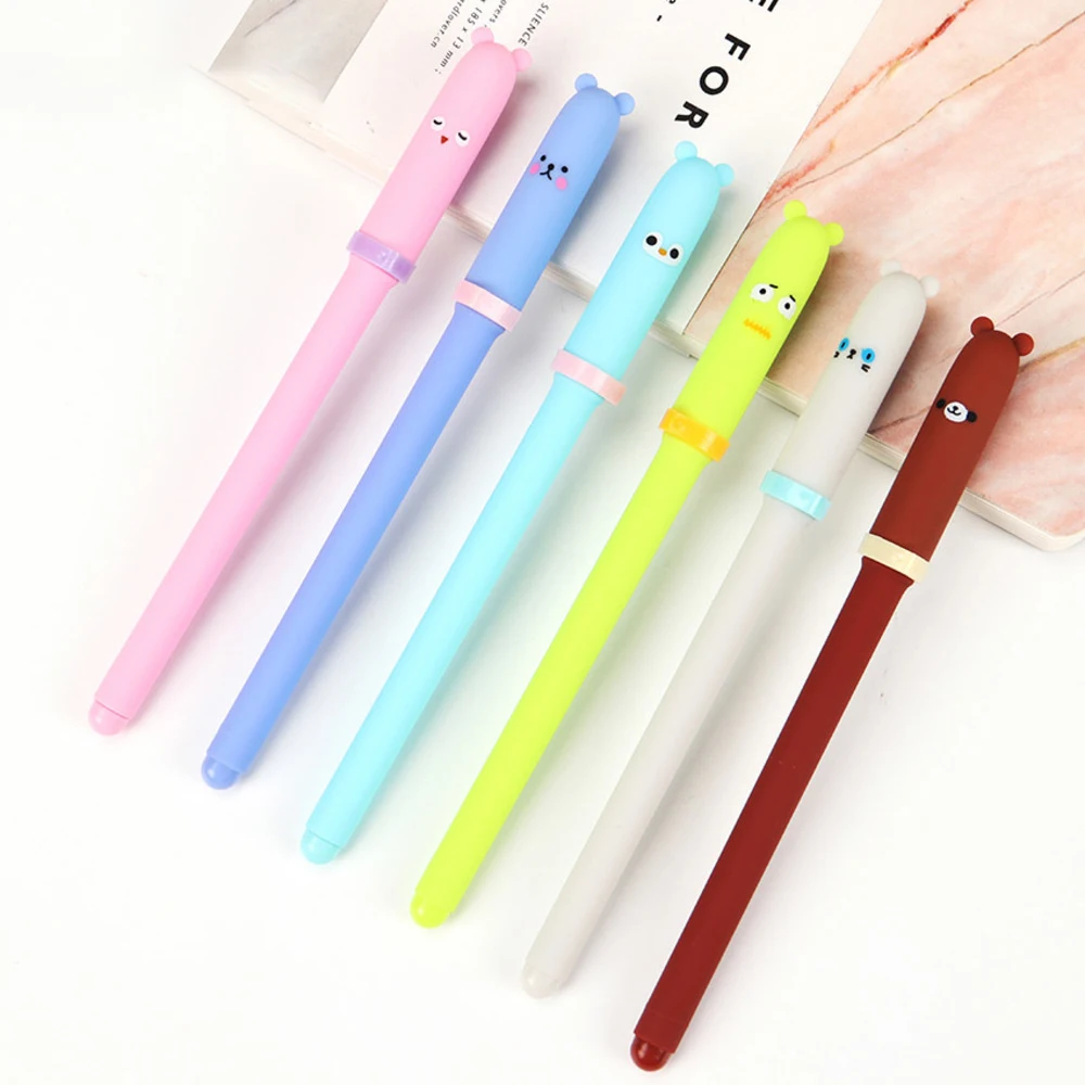 

BP3PCS Cartoon Animal Gel Pen 6 Color Kawaii Stationery Pens Creative Gift Signing Pen Office School Supplies WJ-SMT95