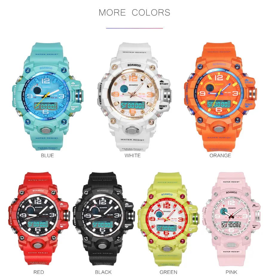 Colorful Dual Display Teenage Wristwatches Fashion Analog Digital Girls Watches Multifunction Chronograph Casual Sports Watch (20)