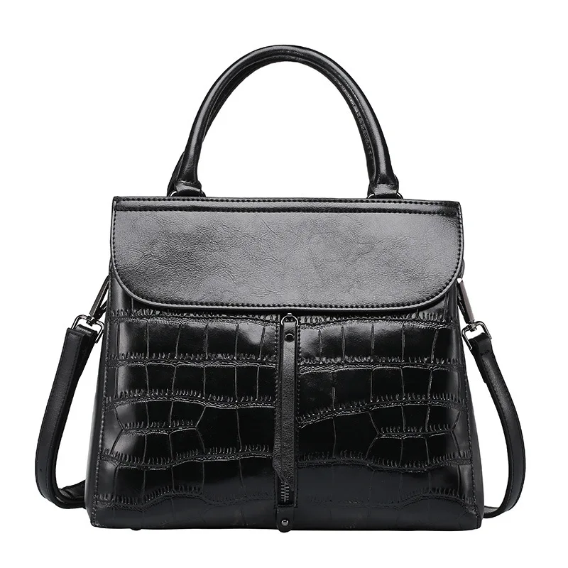 

cow leather handbag brand 2018 bolsa feminina new women 100% genuine leather shoulder bag Stone veins bag free Shipping