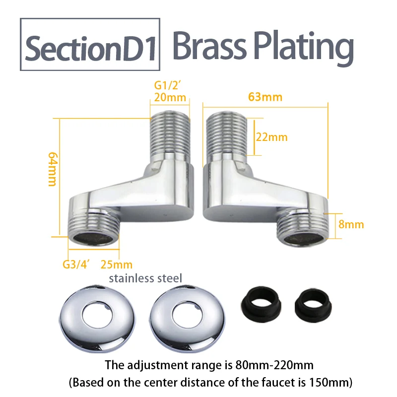 Adaptador de grifo de ángulo de curvatura de latón macizo, 2 unidades, IPS  de 3/4 pulgadas x 1/2 pulgadas IPS macho rosca para bañera y ducha, brazos