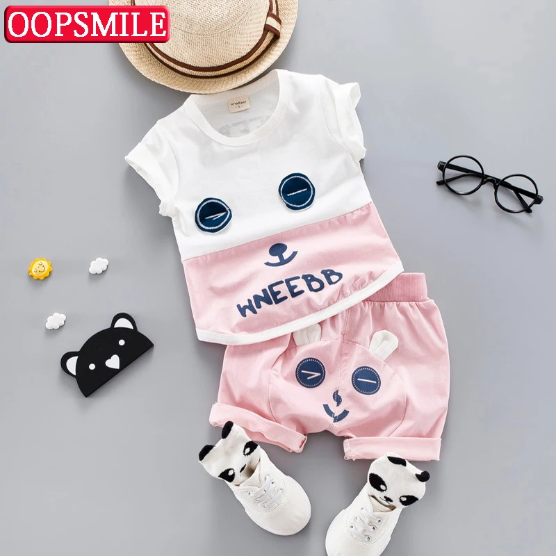 

Baby Boy Girls Clothes Sets Summer Cartoon Applique 2pcs Sport Suits Girl Clothing Kids Shorts Suits Children Tracksuit