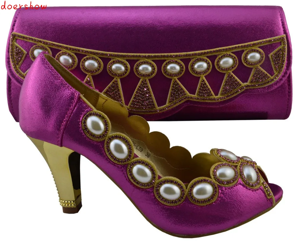 doershow new pattern African font b shoes b font and bag free shipping top quality Italian