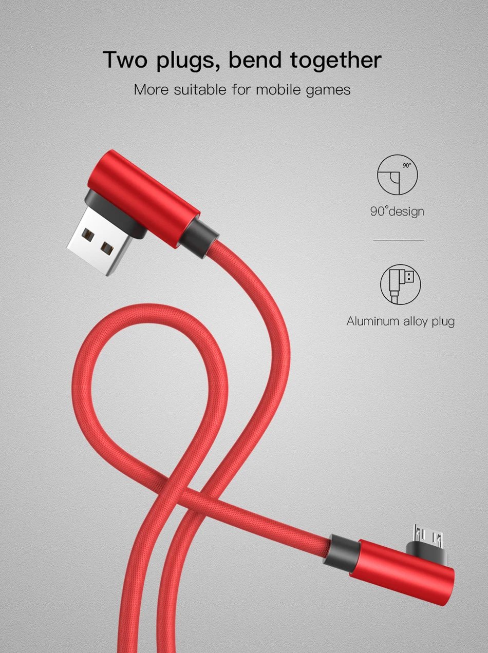Oppselve Micro USB кабель Быстрая зарядка USB шнур 90 градусов локоть нейлон плетеный кабель для передачи данных для samsung Xiaomi Android мобильных телефонов