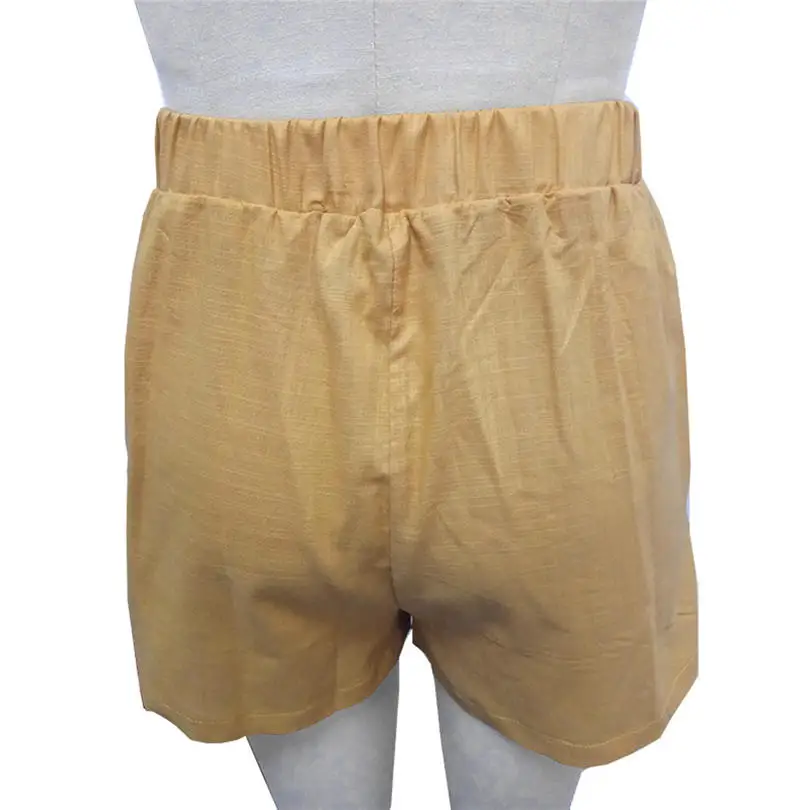 New Women Short Summer Hot Sale Beach Fashion Casual High Waist Loose Casual Cotton Linen Pockets Shorts Pants #4A19 (14)