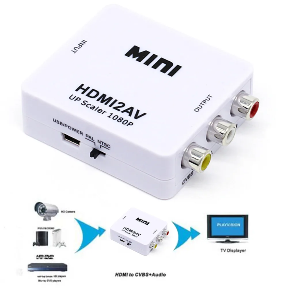  Mini Composito 1080 P HDMI a RCA Audio Video AV CVBS Adattatore HD 1080 MINI HDMI2AV Converter BOX 