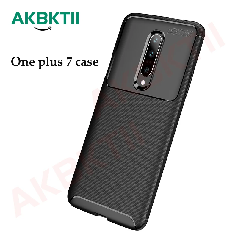 cheap AKBKTII Shockproof TPU Carbon Fiber Capa Phone Case For One plus 7 case One plus 6 oneplus 6T High Quality Grid Soft Cover Coque