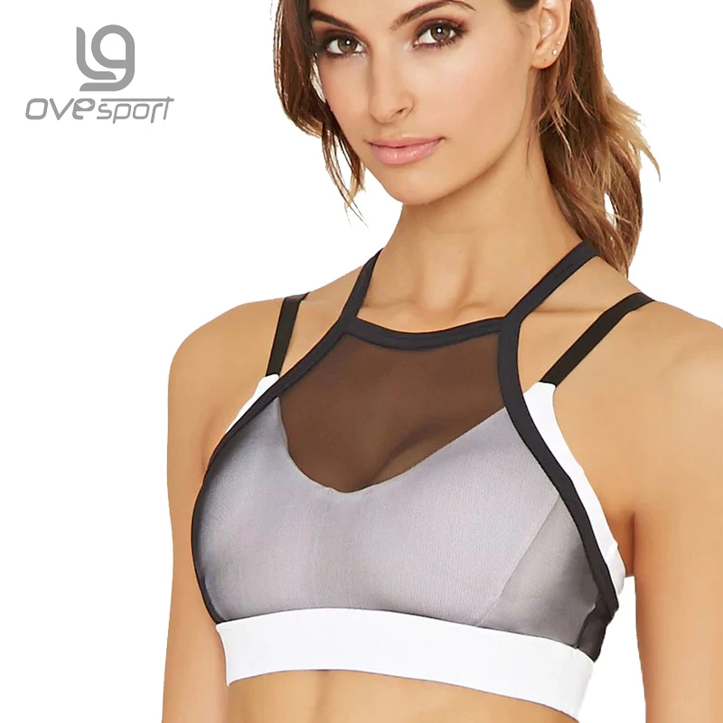 Ovesport Mesh Women Sport Bras Running Yoga Bra Padded Top