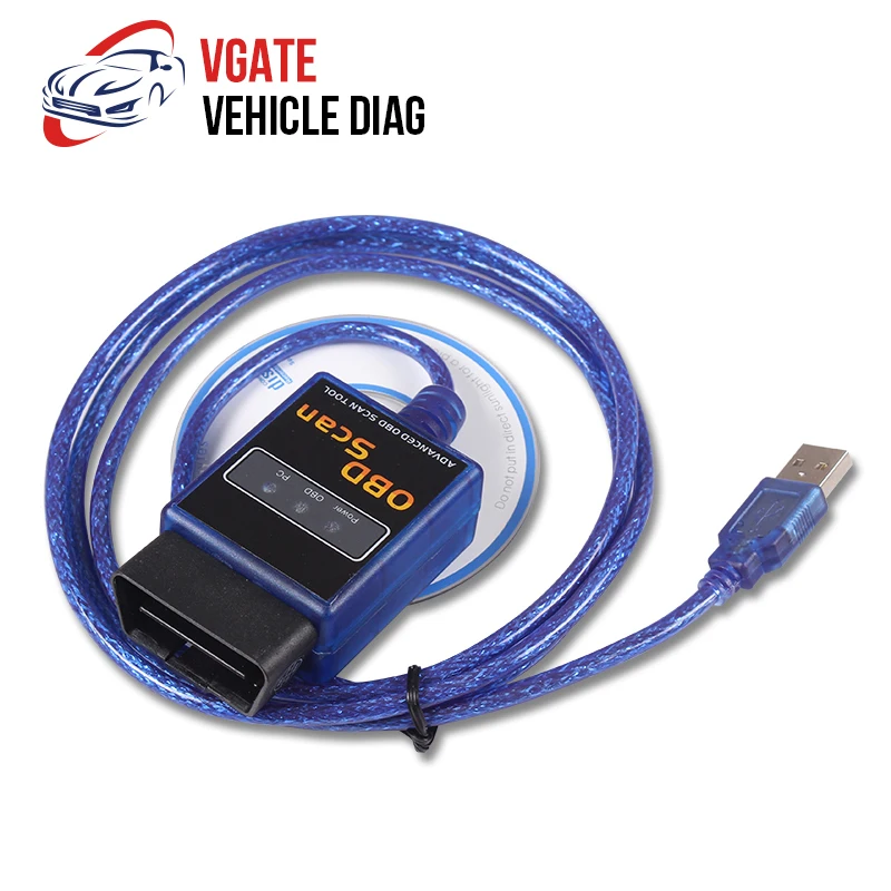 Горячая продажа Vgate ELM 327 V2.1 USB Версия OBD2 Улучшенный OBD II инструмент для