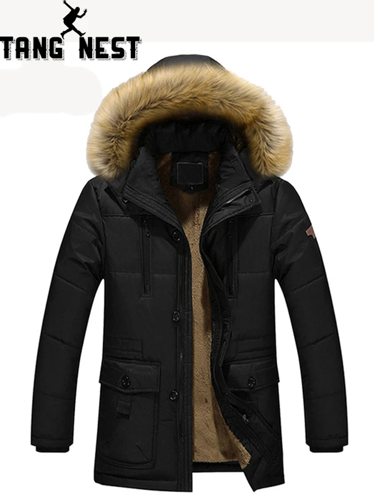 TANGNEST Big Fur Hooded Men's Parka 2019 Thick Warm Top Selling High ...